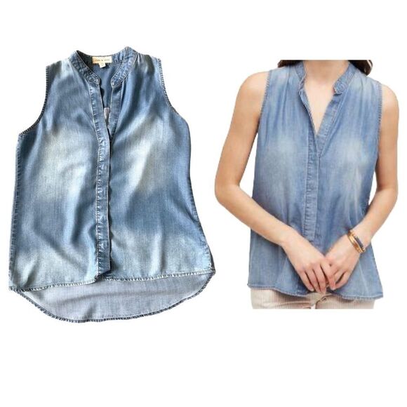 Anthropologie Cloth & Stone Chambray Buttondown Tank Size XS - Picture 1 of 15
